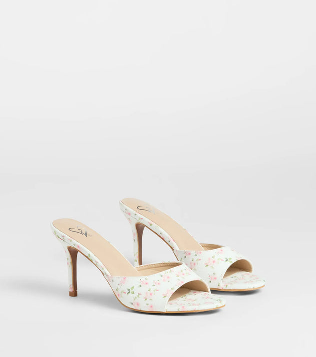 The Flourishing Rose Floral Stiletto Mules in multi-color brings sleek style to any graduation outfit, from cap and gown to after-party.