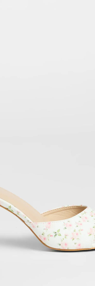 The Flourishing Rose Floral Stiletto Mules in multi-color brings sleek style to any graduation outfit, from cap and gown to after-party.