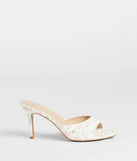 The Flourishing Rose Floral Stiletto Mules in multi-color brings sleek style to any graduation outfit, from cap and gown to after-party.