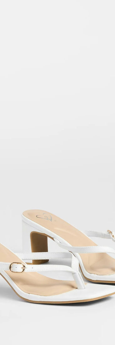 Step into style with the The Best Choice Thong Buckle Mules, white heels made to complete your Windsor look with comfort and glam in mind.