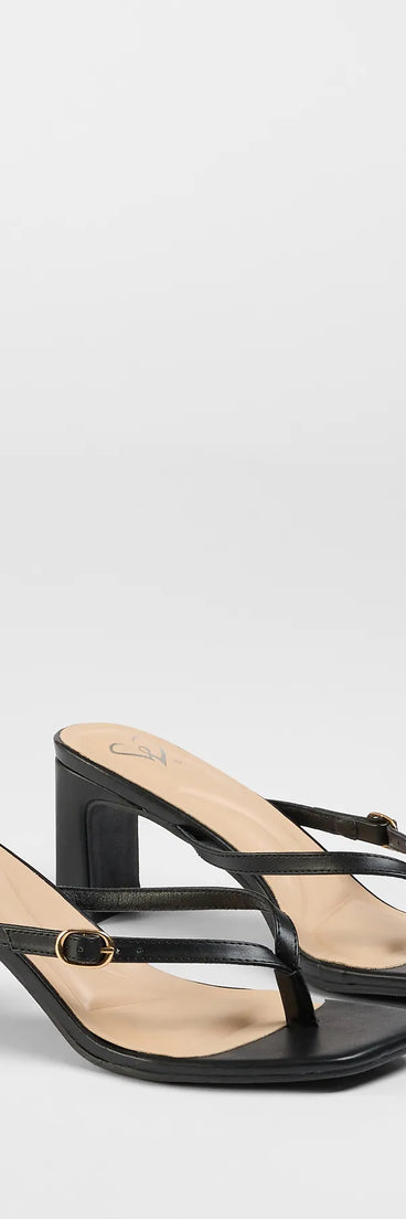 Step into style with the The Best Choice Thong Buckle Mules, black heels made to complete your Windsor look with comfort and glam in mind.