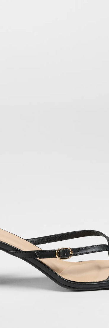 Turn heads in the The Best Choice Thong Buckle Mules, black heels showcasing a fresh trend or stylish detail made to elevate your full Windsor fit.