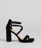 The Slay Every Step Strappy Platform Heels in black brings sleek style to any graduation outfit, from cap and gown to after-party.