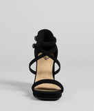 The Slay Every Step Strappy Platform Heels in black brings sleek style to any graduation outfit, from cap and gown to after-party.