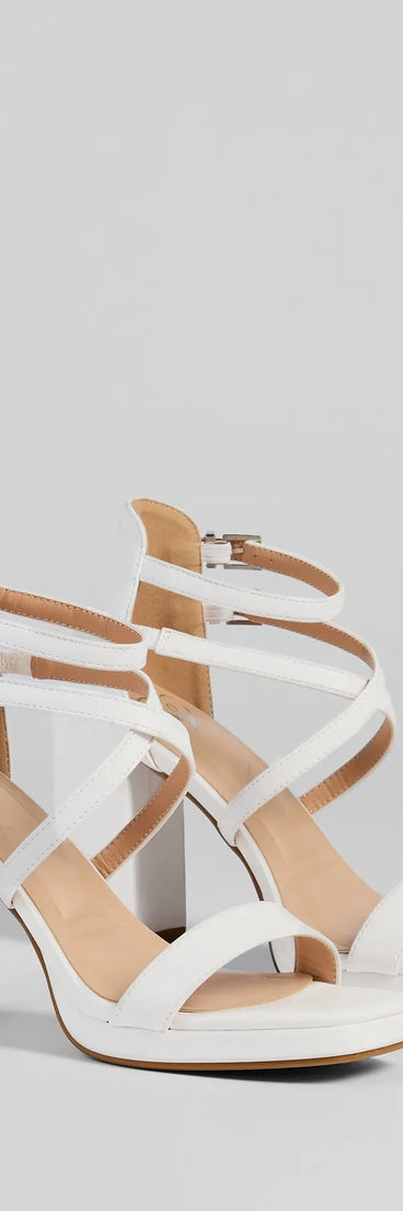 Stay on-trend this season with the Stylish Steps Strappy Platform Heels in white, a must-have for creating stylish and effortless spring outfits for women.