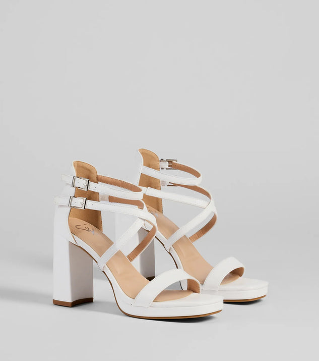 Stay on-trend this season with the Stylish Steps Strappy Platform Heels in white, a must-have for creating stylish and effortless spring outfits for women.