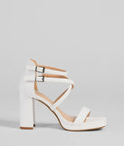 Stay on-trend this season with the Stylish Steps Strappy Platform Heels in white, a must-have for creating stylish and effortless spring outfits for women.