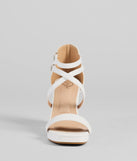 Stay on-trend this season with the Stylish Steps Strappy Platform Heels in white, a must-have for creating stylish and effortless spring outfits for women.