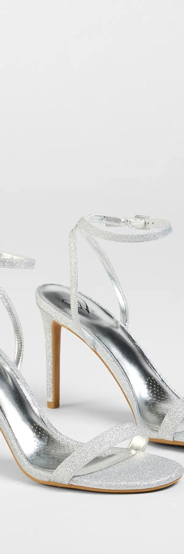 Step into style with the Sparks Fly Glitter Mesh Stiletto Heels, silver heels made to complete your Windsor look with comfort and glam in mind.