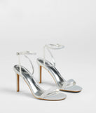 The Sparks Fly Glitter Mesh Stiletto Heels in silver brings sleek style to any graduation outfit, from cap and gown to after-party.