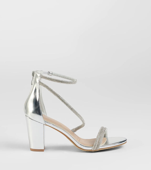 0411♡ Love To Sparkle Rhinestone Strap Block Heels | Windsor