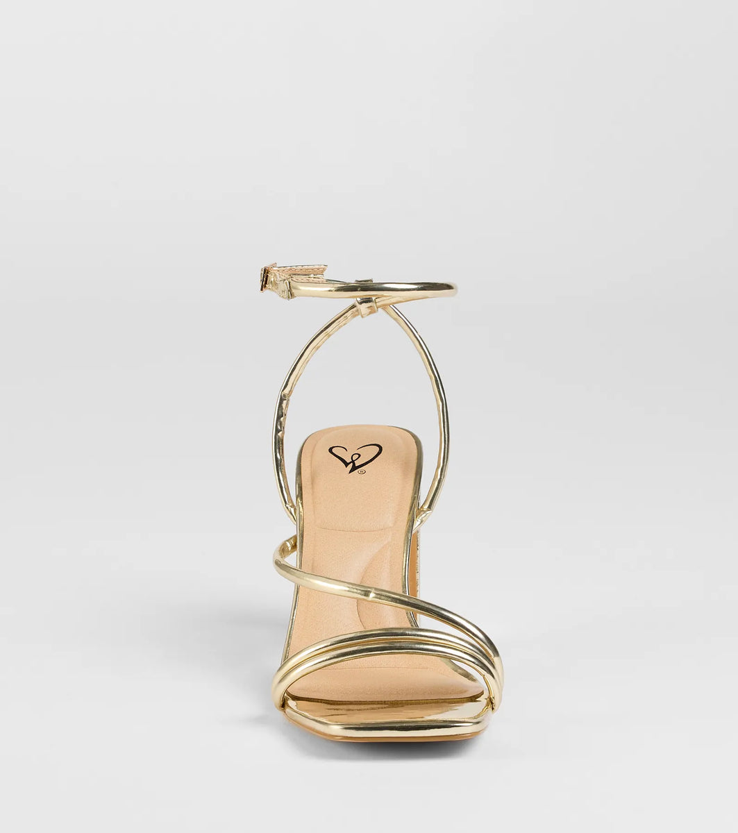metallic block heels