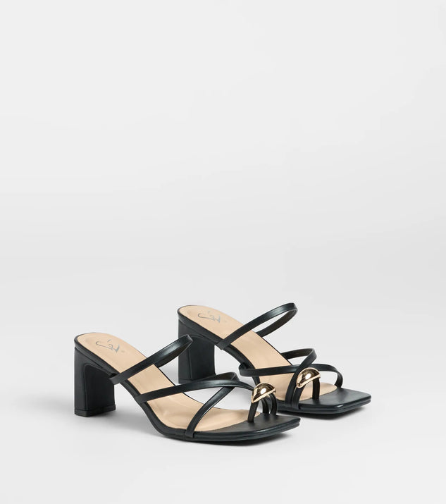 Sweet Attraction Toe Ring Strappy Block Heels
