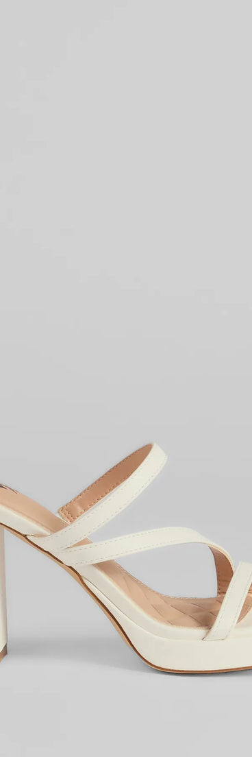 Turn heads in the Party Ready Strappy Platform Block Heels, white heels showcasing a fresh trend or stylish detail made to elevate your full Windsor fit.