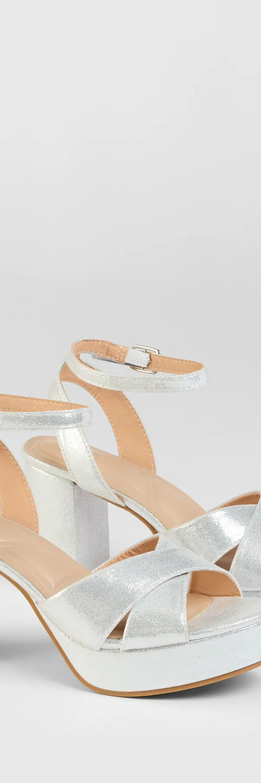 Get inspired with the Special Surprise Criss Cross Platform Block Heels, a feed-worthy silver piece that’s part of Windsor's updated and curated women’s clothing edit packed with must-have fall outfit ideas.