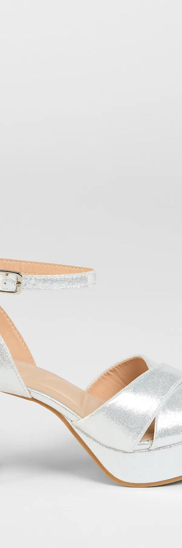 Get inspired with the Special Surprise Criss Cross Platform Block Heels, a feed-worthy silver piece that’s part of Windsor's updated and curated women’s clothing edit packed with must-have fall outfit ideas.