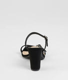 The On The Down Low Rhinestone Buckle Mules in black brings sleek style to any graduation outfit, from cap and gown to after-party.
