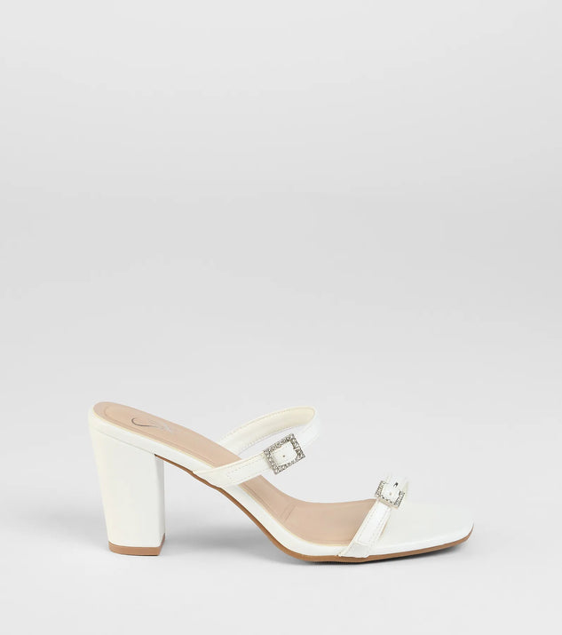 On The Down Low Rhinestone Buckle Mules