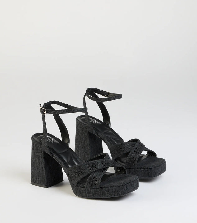 Darling Sunshine Eyelet Platform Block Heels