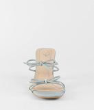 The Finest Hour Bow Strappy Mules in blue brings sleek style to any graduation outfit, from cap and gown to after-party.