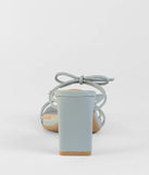 The Finest Hour Bow Strappy Mules in blue brings sleek style to any graduation outfit, from cap and gown to after-party.
