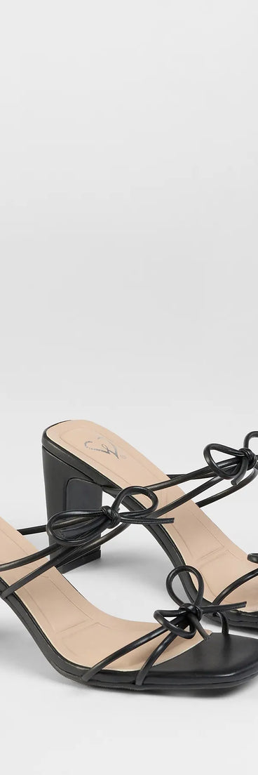 Step into style with the Finest Hour Bow Strappy Mules, black heels made to complete your Windsor look with comfort and glam in mind.