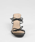 The Finest Hour Bow Strappy Mules in black brings sleek style to any graduation outfit, from cap and gown to after-party.