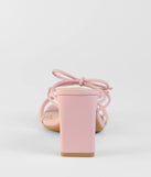 The Finest Hour Bow Strappy Mules in pink brings sleek style to any graduation outfit, from cap and gown to after-party.
