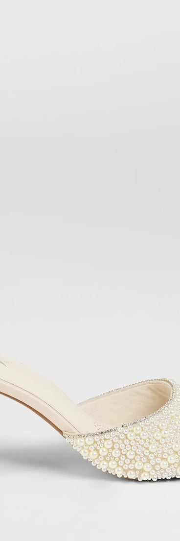 The Classy And Cute Faux Pearl Block Heels in ivory brings sleek style to any graduation outfit, from cap and gown to after-party.