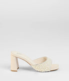 The Classy And Cute Faux Pearl Block Heels in ivory brings sleek style to any graduation outfit, from cap and gown to after-party.
