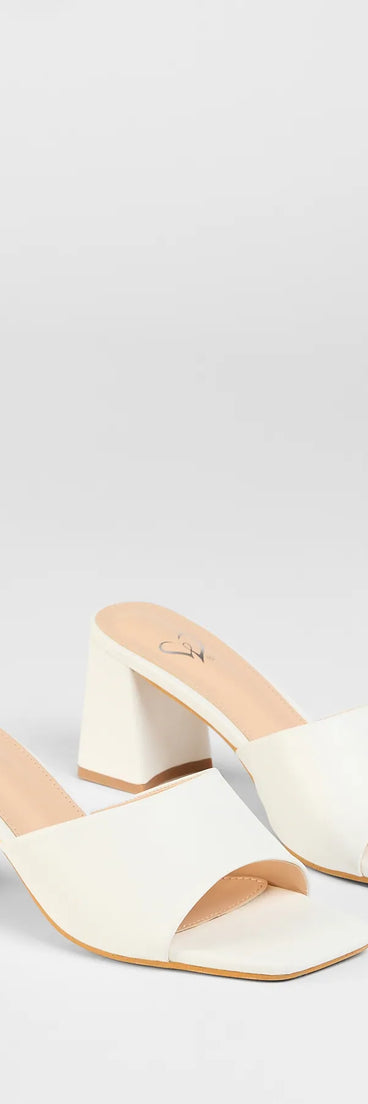 Step into style with the Sunny Days Ahead Block Heel Mules, white heels made to complete your Windsor look with comfort and glam in mind.