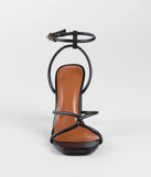 The So Elegant Twist Strappy Block Heels in black brings sleek style to any graduation outfit, from cap and gown to after-party.