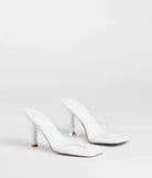 Stay on-trend this season with the Sleek And Stunning Thong Stiletto Mules in white, a must-have for creating stylish and effortless spring outfits for women.