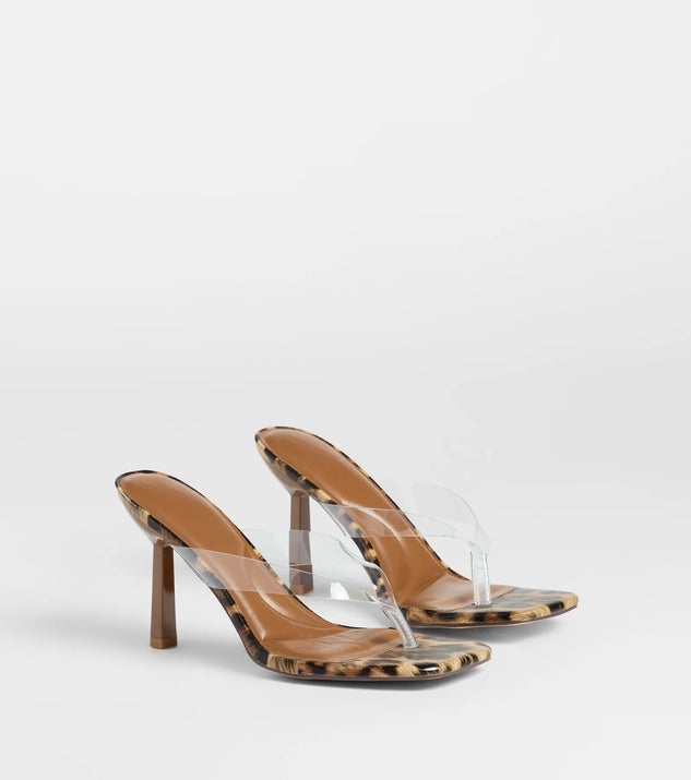 Lady In Leopard Thong Stiletto Mules