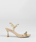 Turn heads in the Fabulous Strut Strappy Kitten Heels, gold heels showcasing a fresh trend or stylish detail made to elevate your full Windsor fit.