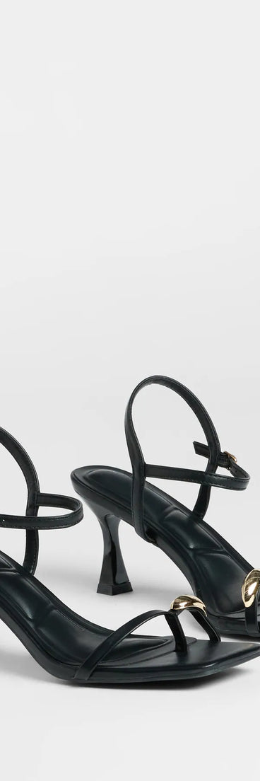 Step into style with the Fabulous Strut Strappy Kitten Heels, black heels made to complete your Windsor look with comfort and glam in mind.