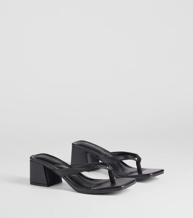 Step into style with the Elevated Chic Thong-Strap Mules, black heels made to complete your Windsor look with comfort and glam in mind.