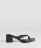 Turn heads in the Elevated Chic Thong-Strap Mules, black heels showcasing a fresh trend or stylish detail made to elevate your full Windsor fit.
