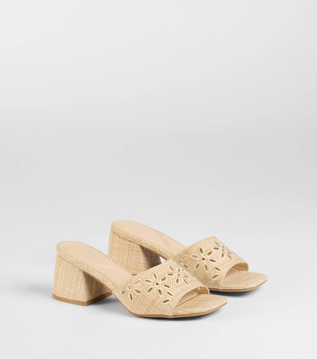 Stay on-trend this season with the Perfect Pair Cutout Block Heel Mules in beige, a must-have for creating stylish and effortless spring outfits for women.