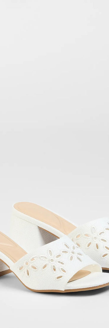 Step into style with the Perfect Pair Cutout Block Heel Mules, white heels made to complete your Windsor look with comfort and glam in mind.