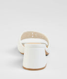 Stay on-trend this season with the Perfect Pair Cutout Block Heel Mules in white, a must-have for creating stylish and effortless summer outfits for women.