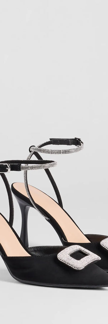 Whether you're dressing up for a romantic date or a Galentine's event, the Luxe Night Out Rhinestone Stiletto Pumps in black are the perfect accessory to elevate your Valentine's Day outfit.