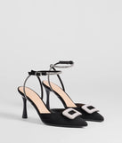 Whether you're dressing up for a romantic date or a Galentine's event, the Luxe Night Out Rhinestone Stiletto Pumps in black are the perfect accessory to elevate your Valentine's Day outfit.