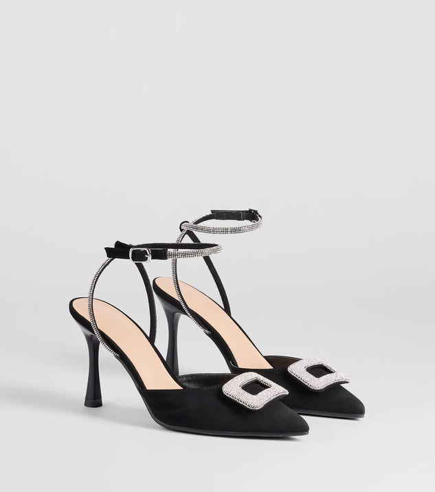 Whether you're dressing up for a romantic date or a Galentine's event, the Luxe Night Out Rhinestone Stiletto Pumps in black are the perfect accessory to elevate your Valentine's Day outfit.
