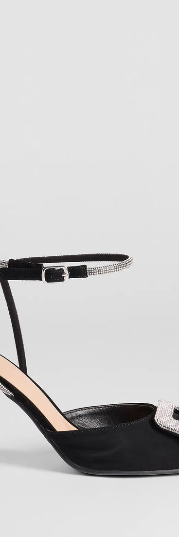 Whether you're dressing up for a romantic date or a Galentine's event, the Luxe Night Out Rhinestone Stiletto Pumps in black are the perfect accessory to elevate your Valentine's Day outfit.