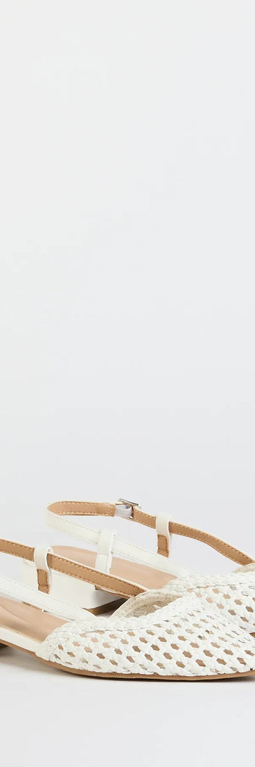 Elevate warm-weather looks with Feels Like Spring Braided Slingback Sandals in white, a pair of trendy sandals bringing chic, modern flair to every step.