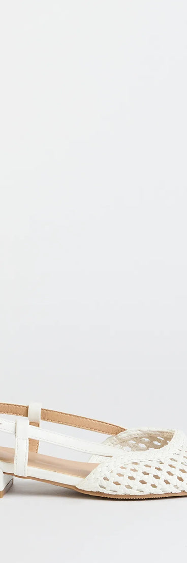 Elevate warm-weather looks with Feels Like Spring Braided Slingback Sandals in white, a pair of trendy sandals bringing chic, modern flair to every step.