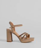 Stepping Out Rhinestone Strappy Platform Block Heels