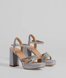 Stepping Out Rhinestone Strappy Platform Block Heels