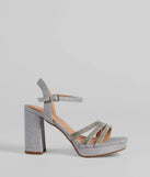 Stepping Out Rhinestone Strappy Platform Block Heels